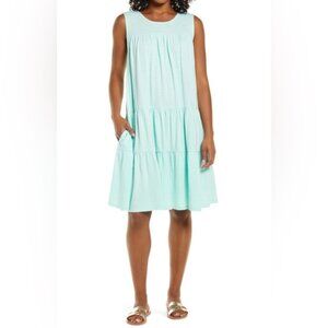 Caslon Tiered Jersey Shift Dress in Mint